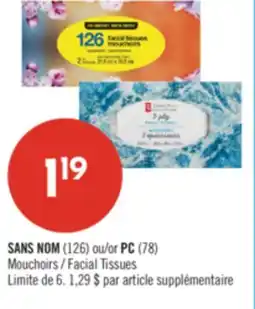 Pharmaprix NO NAME (126) or PC (78) Facial Tissues offer