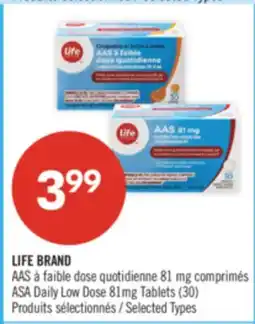Pharmaprix LIFE BRAND ASA Daily Low Dose 81mg Tablets (30) offer
