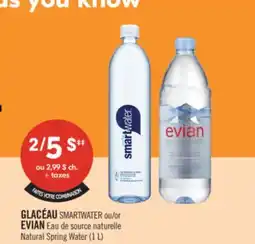 Pharmaprix GLACÉAU SMARTWATER or EVIAN Natural Spring Water offer