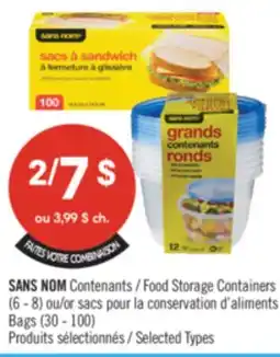 Pharmaprix NO NAME Contenants Food Storage Containers (6 - 8) or Bags (30 - 100) offer