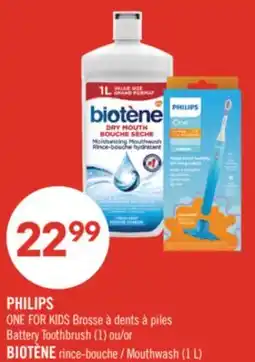 Pharmaprix PHILIPS ONE FOR KIDS Battery Toothbrush (1) or Mouthwash (1 L) offer