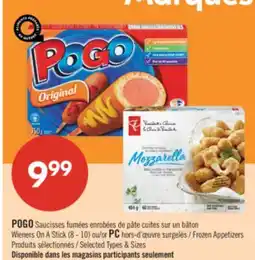 Pharmaprix POGO Wieners On A Stick (8-10) or PC Frozen Appetizers offer