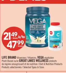 Pharmaprix LIFE BRAND Vitamines Plant-Based or GREAT LAKES WELLNESS Diet & Nutrition Products offer