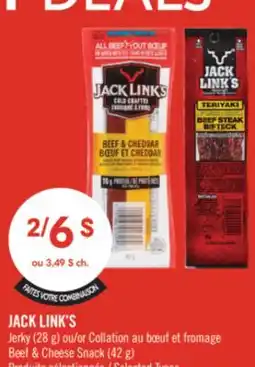 Pharmaprix JACK LINK'S Jerky (28 g) or Collation Beef & Cheese Snack (42 g) offer