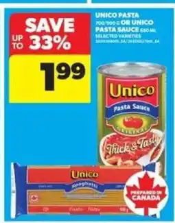 Real Canadian Superstore Unico Pasta or Unico Pasta Sauce offer
