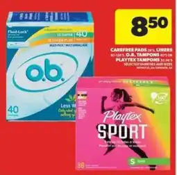 Real Canadian Superstore Carefree Pads, o.b. Tampons, Playtex Tampons offer