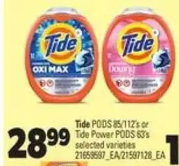 Real Canadian Superstore Tide PODS 85/112's or Tide Power PODS 60's offer