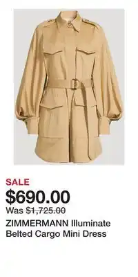 Holt Renfrew ZIMMERMANN Illuminate Belted Cargo Mini Dress offer