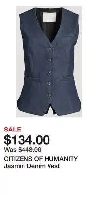 Holt Renfrew CITIZENS OF HUMANITY Jasmin Denim Vest offer