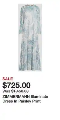 Holt Renfrew ZIMMERMANN Illuminate Dress In Paisley Print offer