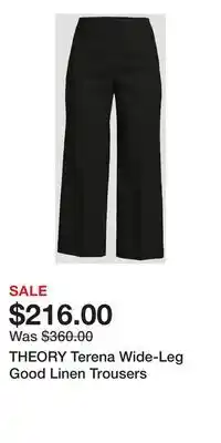 Holt Renfrew THEORY Terena Wide-Leg Good Linen Trousers offer