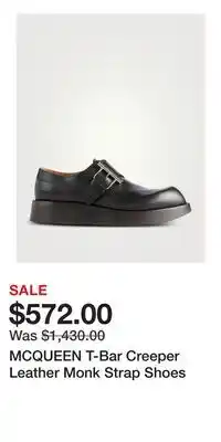 Holt Renfrew MCQUEEN T-Bar Creeper Leather Monk Strap Shoes offer