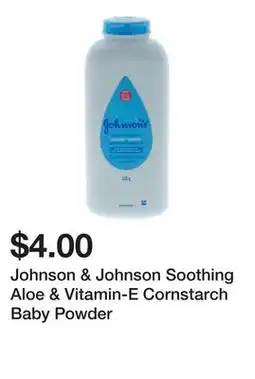 Dollarama Johnson & Johnson Soothing Aloe & Vitamin-E Cornstarch Baby Powder offer