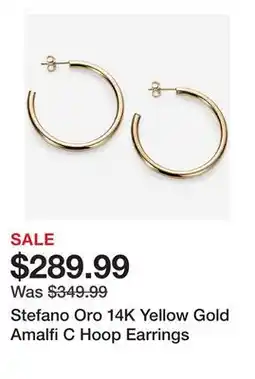 TSC Stores Stefano Oro 14K Yellow Gold Amalfi C Hoop Earrings offer
