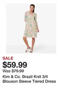 TSC Stores Kim & Co. Brazil Knit 3/4 Blouson Sleeve Tiered Dress offer
