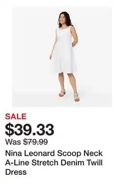 TSC Stores Nina Leonard Scoop Neck A-Line Stretch Denim Twill Dress offer