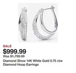 TSC Stores Diamond Show 14K White Gold 0.75 ctw Diamond Hoop Earrings offer