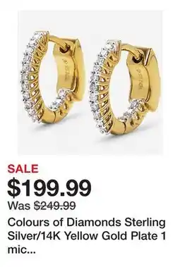 TSC Stores Colours of Diamonds Sterling Silver/14K Yellow Gold Plate 1 mic 0.20 ctw Diamond Hoop Earrings offer