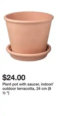 IKEA Plant pot with saucer, indoor/outdoor terracotta, 24 cm (9 ½ ) offer