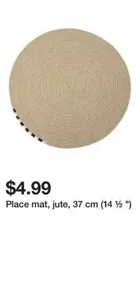 IKEA Place mat, jute, 37 cm (14 ½ ) offer