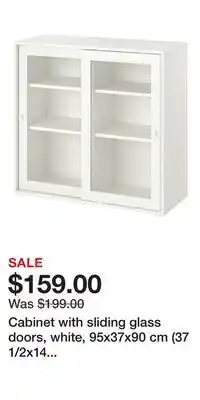 IKEA Cabinet with sliding glass doors, white, 95x37x90 cm (37 1/2x14 5/8x35 3/8 ) offer