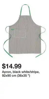 IKEA Apron, black white/stripe, 92x90 cm (36x35 ) offer