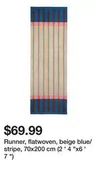 IKEA Runner, flatwoven, beige blue/stripe, 70x200 cm (2 ' 4 x6 ' 7 ) offer