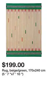 IKEA Rug, beige/green, 170x240 cm (5 ' 7 x7 ' 10 ) offer