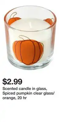 IKEA Scented candle in glass, Spiced pumpkin clear glass/orange, 20 hr offer