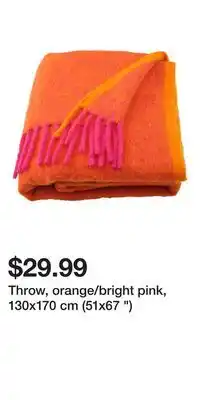 IKEA Throw, orange/bright pink, 130x170 cm (51x67 ) offer