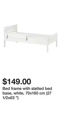 IKEA Bed frame with slatted bed base, white, 70x160 cm (27 1/2x63 ) offer