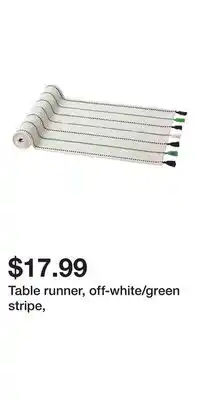 IKEA Table runner, off-white/green stripe offer
