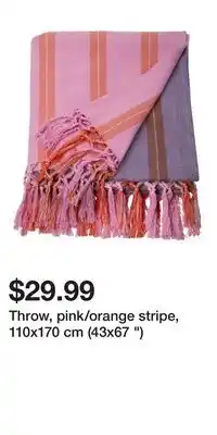 IKEA Throw, pink/orange stripe, 110x170 cm (43x67 ) offer