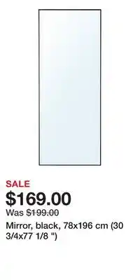 IKEA Mirror, black, 78x196 cm (30 3/4x77 1/8 ) offer