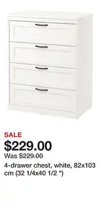 IKEA 4-drawer chest, white, 82x103 cm (32 1/4x40 1/2 ) offer