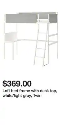 IKEA Loft bed frame with desk top, white/light gray, Twin offer