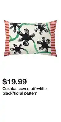 IKEA Cushion cover, off-white black/floral pattern offer