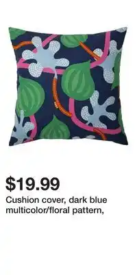 IKEA Cushion cover, dark blue multicolor/floral pattern offer