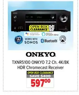 2001 Audio Video TXNR5100 ONKYO 7.2 Ch. 4K/8K HDR Chromecast Receiver offer