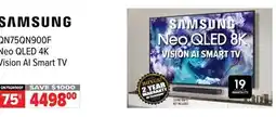 2001 Audio Video QN75QN900F SAMSUNG 75 Neo QLED 4K Vision AI Smart TV offer