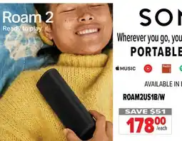 2001 Audio Video ROAM2US1B/W SONOS PORTABLE SPEAKERS offer