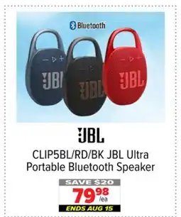 2001 Audio Video CLIP5BL/RD/BK JBL Ultra Portable Bluetooth Speaker offer