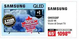 2001 Audio Video QN65Q8F SAMSUNG 65 QLED 4K Vision AI Smart TV offer