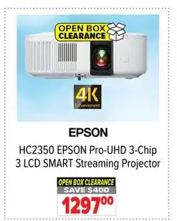 2001 Audio Video HC2350 EPSON Pro-UHD 3-Chip 3 LCD SMART Streaming Projector offer