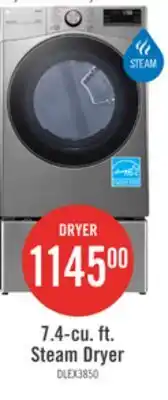 The Brick LG 7.4 Cu. Ft. Smart Electric Dryer with Steam - Graphite Steel - Stackable - DLEX3850V offer