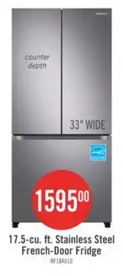 The Brick Samsung 33 17.5 Cu. Ft. Counter-Depth French-Door Refrigerator - Stainless Steel - RF18A5101SR/AA offer