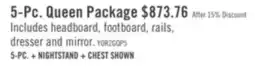 The Brick Yorkdale 5pc Bedroom Set with Panel Bed, Dresser & Mirror, Grey - Queen Size offer