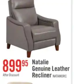 The Brick Natalie 32.5 Top-Grain Genuine Leather Pushback Reclining Chair with Wood Legs - Grey offer