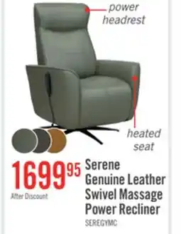 The Brick Serene 31 Genuine Leather Power Reclining Massage Chair with Power Headrest and Heated Seat - Grey offer
