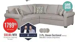 The Brick Scott Living Haven 2-Piece Left-Facing Chenille Fabric Sectional - Grey offer
